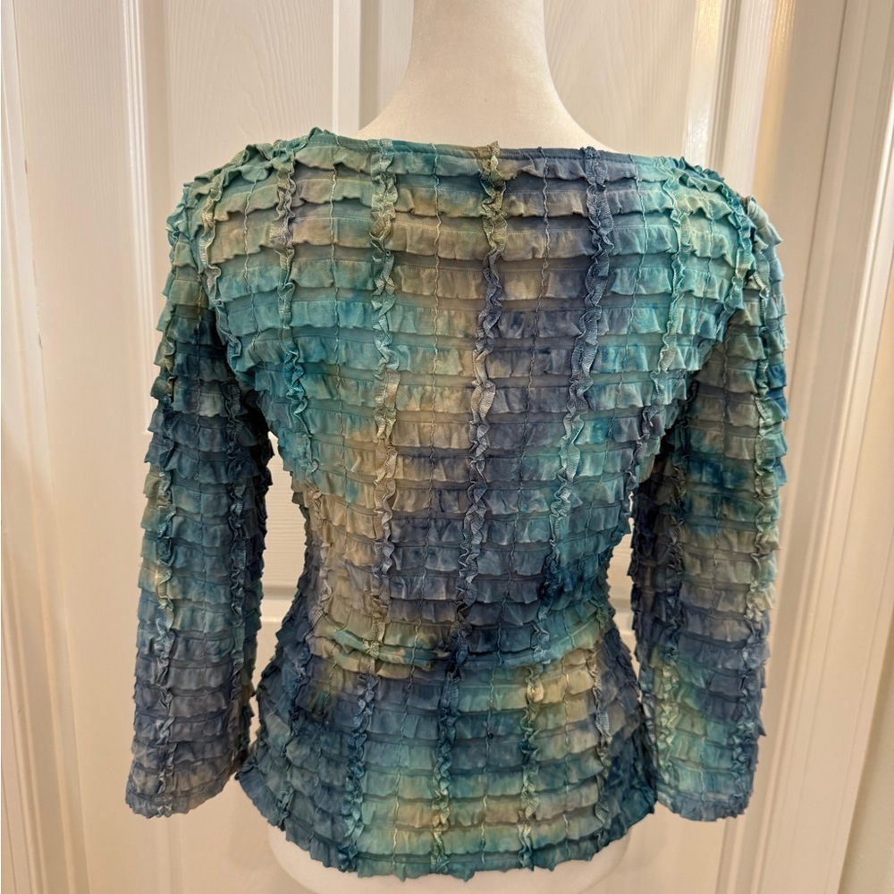 Cartise Blue and Green Textured Women's Top Medium - Picture 2 of 5